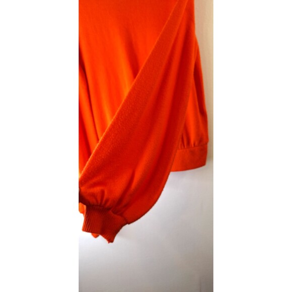 Free People Beach TGIF Orange Balloon Sleeve Pullover Sweater Soft Large L Boho - Picture 8 of 9